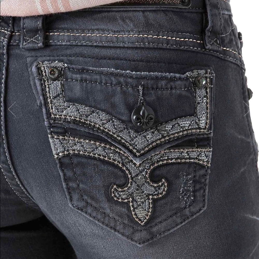 ROCK REVIVAL TEYLA SKINNY CHARCOAL MID RISE JEANS